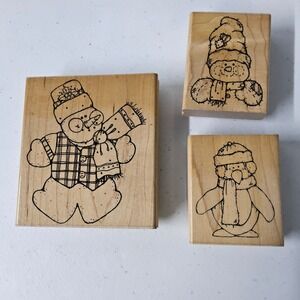 DOTS Rubber Stamps Snowman Bear Penguin Winter Holiday Crafting Set‎